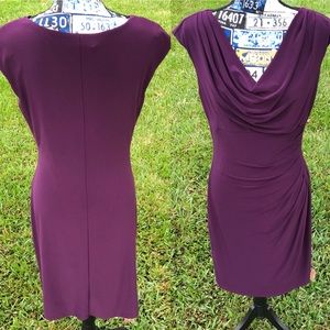 Lauren Ralph Lauren Purple Sheath Dress Drape Neck